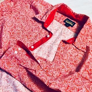 Men's Cremieux Red and White Paisley Button Down